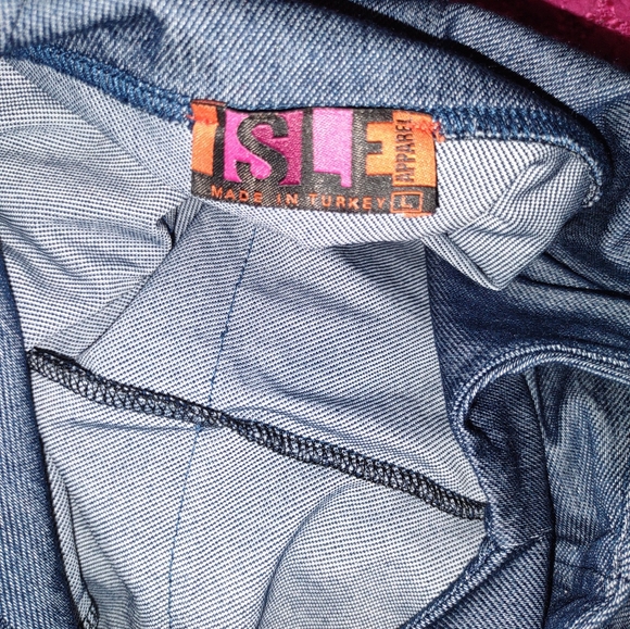 Bundle-Acid wash crop top with denim look dress. Size Large - Picture 8 of 8